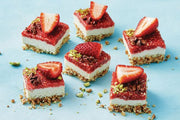 Easy vegan strawberry cheesecake squares