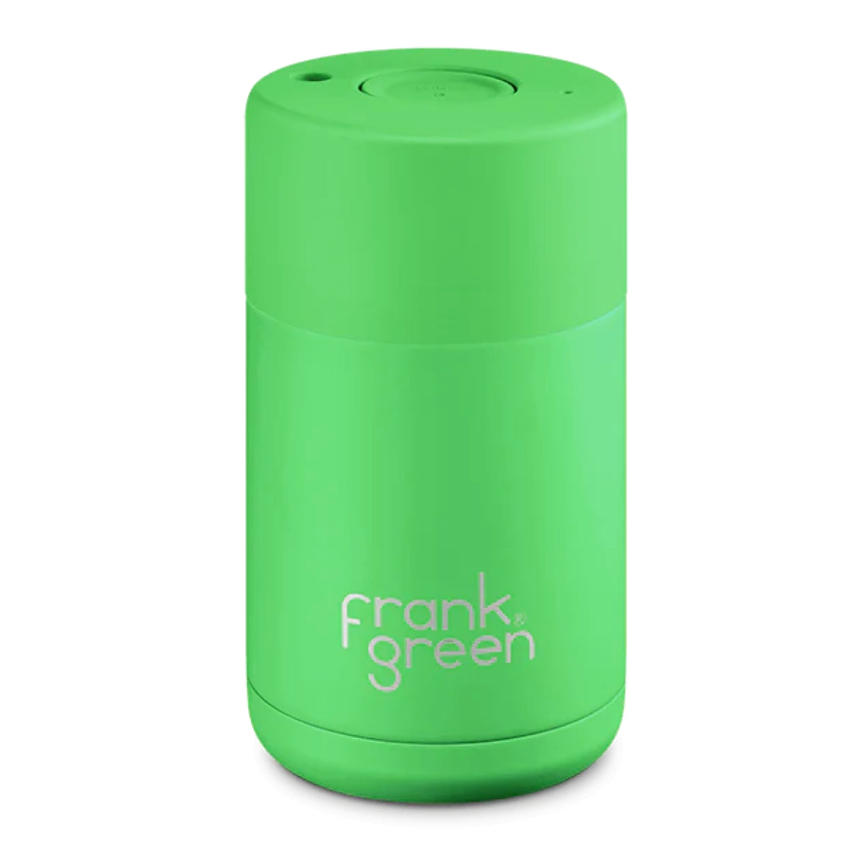 12oz Reusable Cup - Push Button Lid - Neon Green