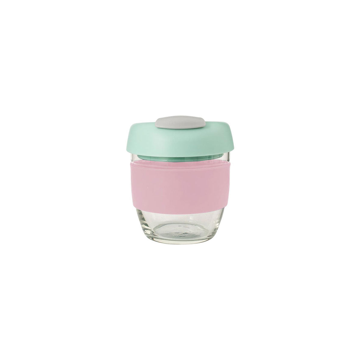 Avanti GoCup Glass Reusable Coffee Cup 236ml - Pink Mint and Grey