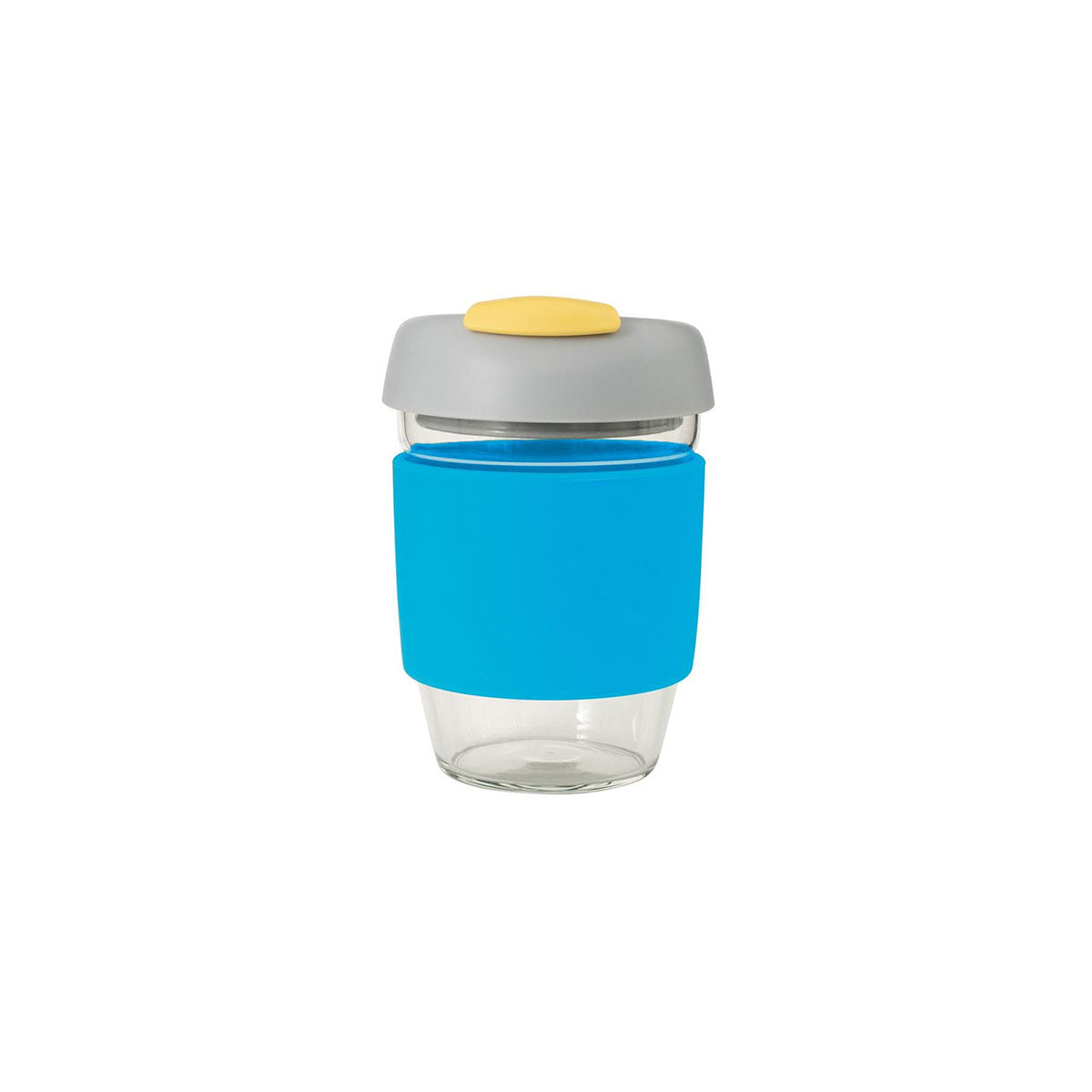Avanti GoCup Glass Reusable Coffee Cup 355ml - Blue Grey and Yellow