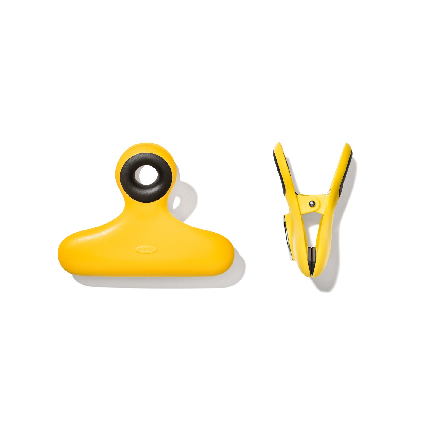 Front and side view of the Oxo Good Grips Heavy Duty Clip in Yellow