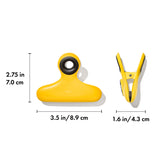 Oxo Good Grips Yellow Heavy Duty Clip with dimmension illustrated 7cm x 8.9cm and 4.3cm deep
