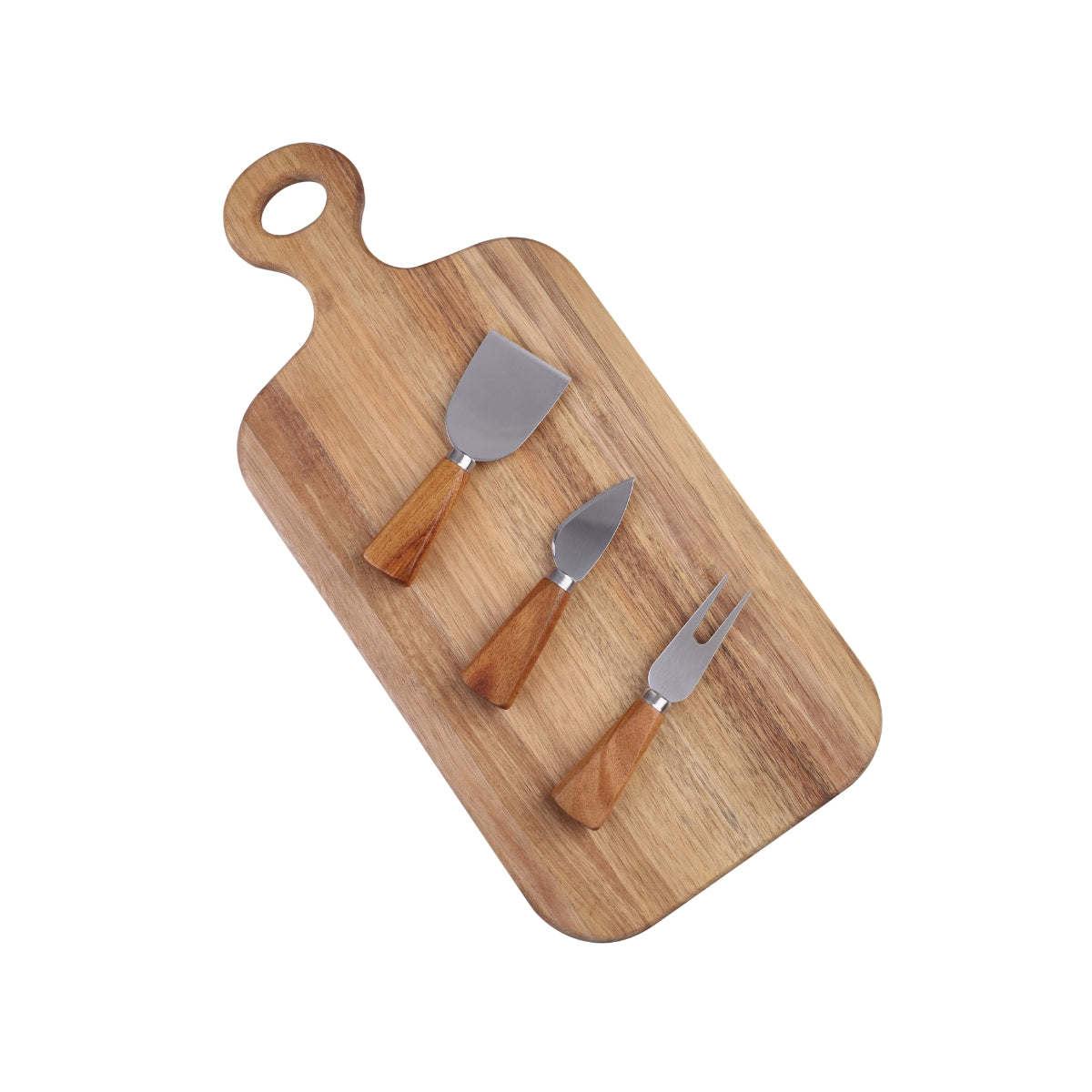 Alfresco Lane 4 Pce Oblong Acacia Wood Cheese Paddle With Knives - 43 x 20cm