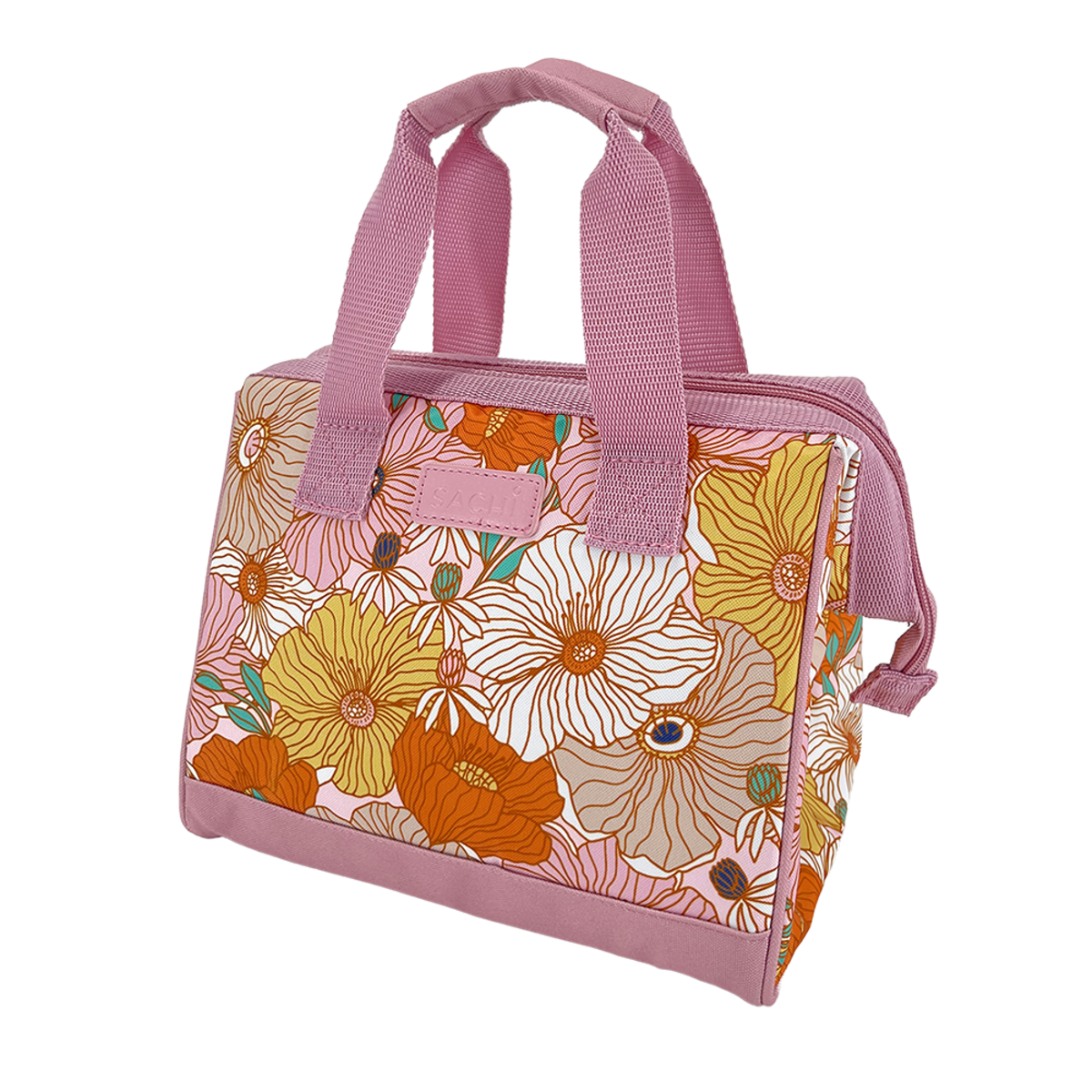 Angle Shot of the Sachi Insulated Lunch Bag in Retro Floral