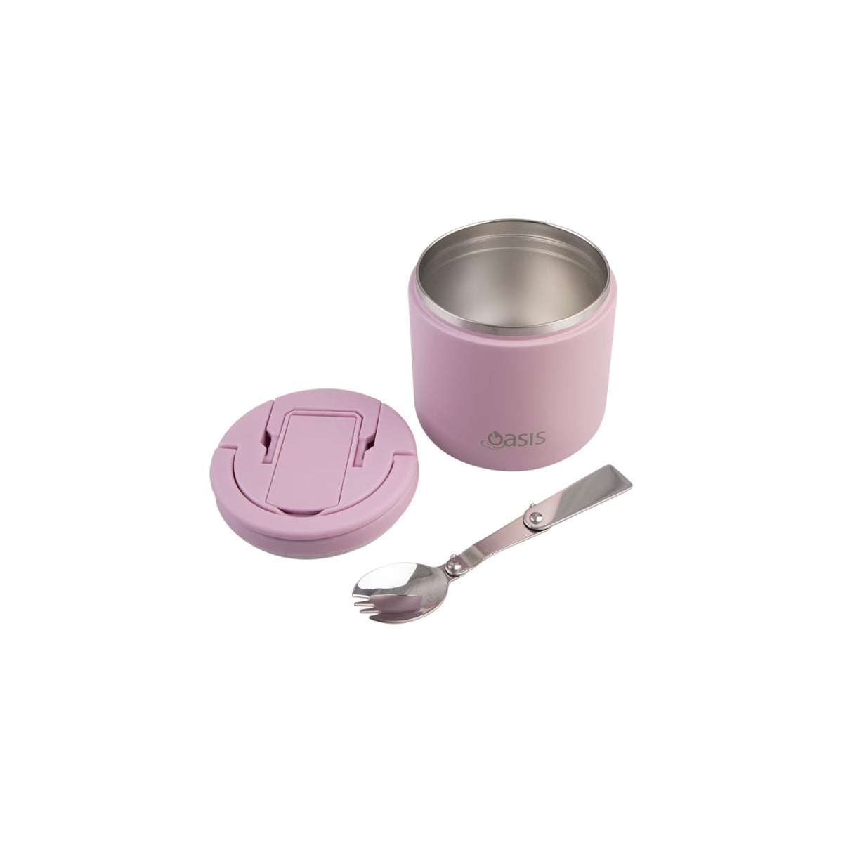 Oasis Quick Release Insulated Food Pod With Spork 500ml - Blush
