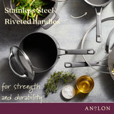 Anolon Endurance+ Featuring Stainless steel riveted handles 
