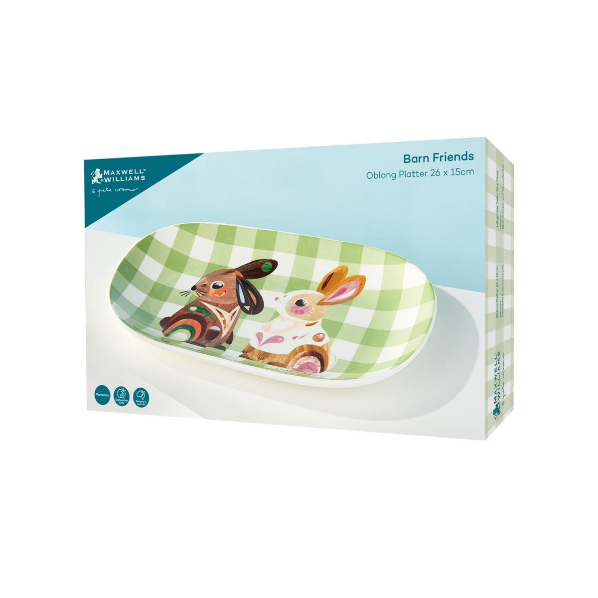 Pete Cromer Barn Friends Oblong Platter 26x15cm Bunny Gift Boxed