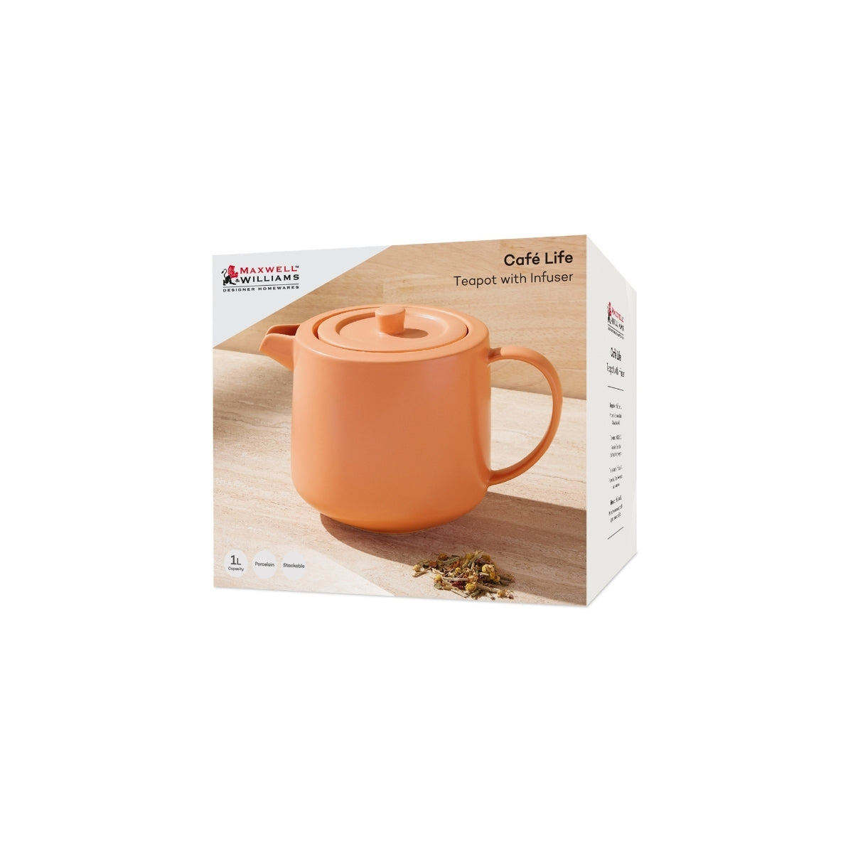Cafe Life Teapot With Infuser 1L Apricot Gift Boxed