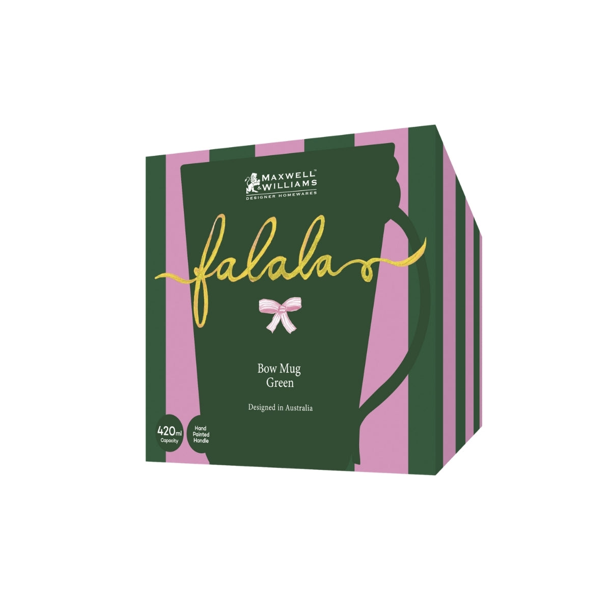 Maxwell & Williams Fa la la Bow Mug 420ML Green Gift Boxed