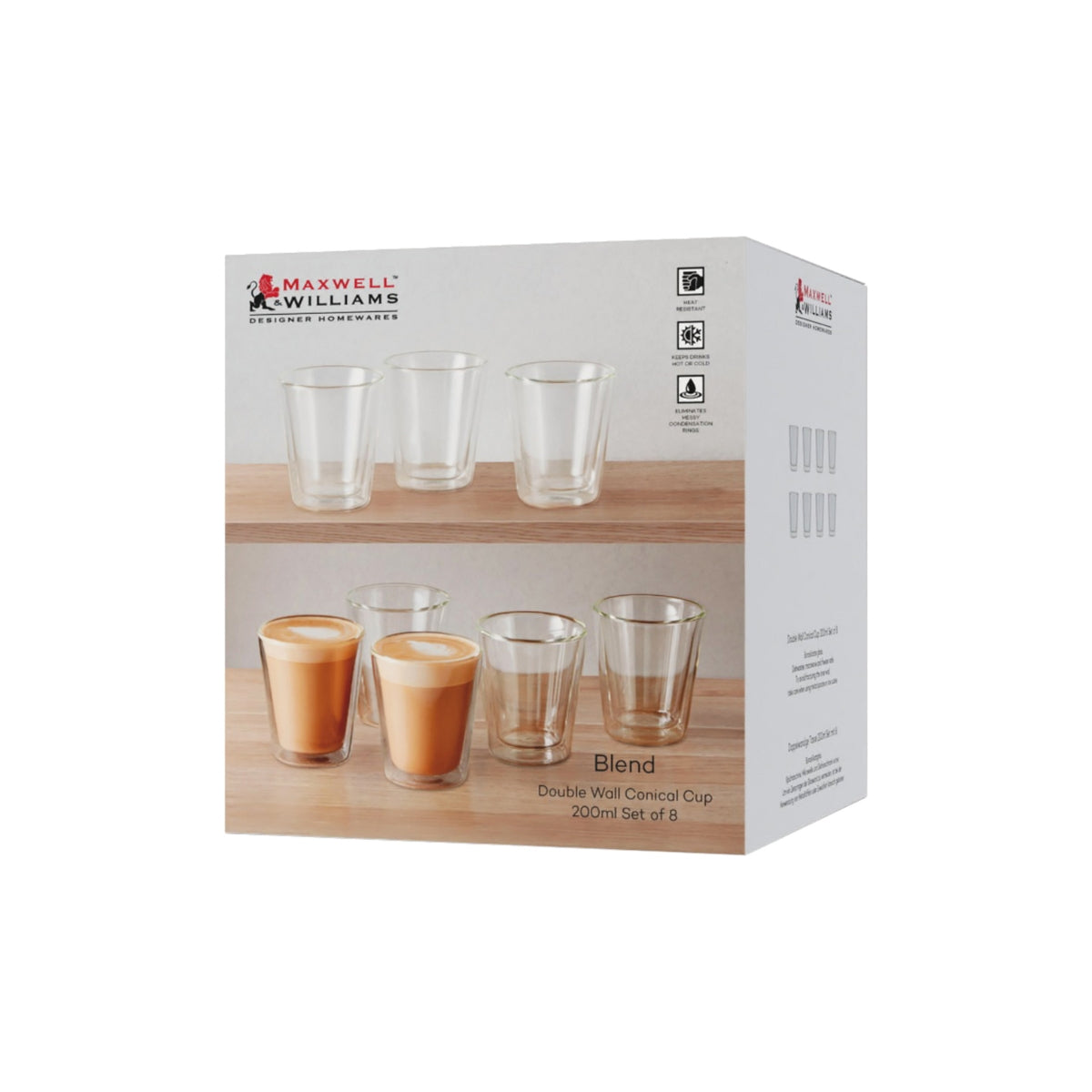 Blend Double Wall Conical Cup 200ml Set of 8 Gift Boxed