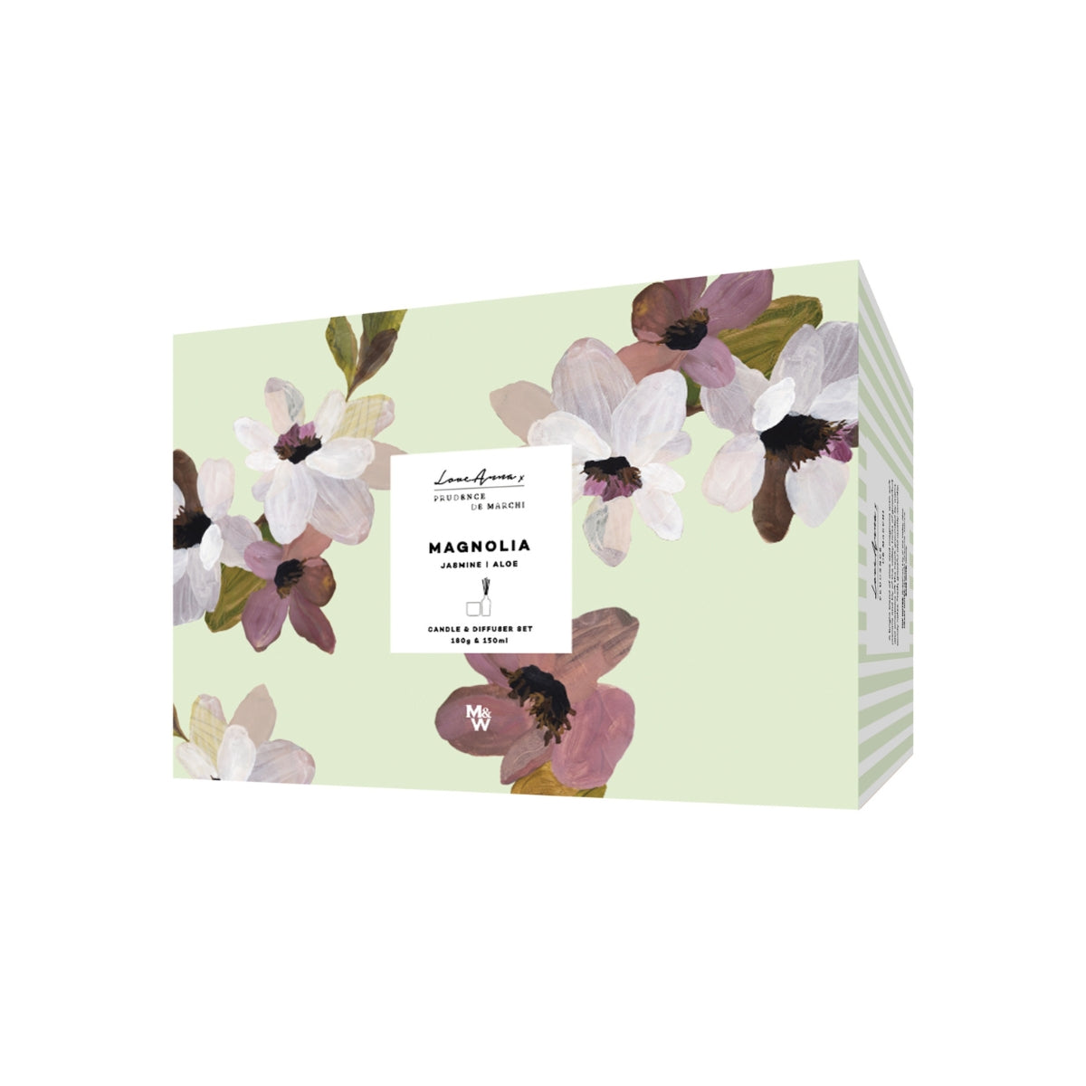 Maxwell & Williams Prudence De Marchi Magnolias Candle 180g & Diffuser 150ml Set Gift Boxed