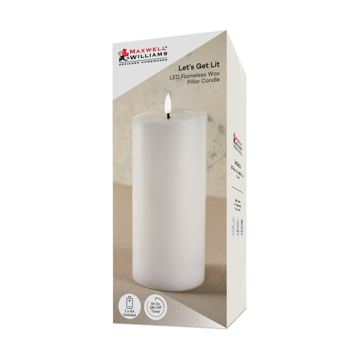 MW Lets Get Lit LED Flameless Candle 10x20cm Natural Gift Boxed