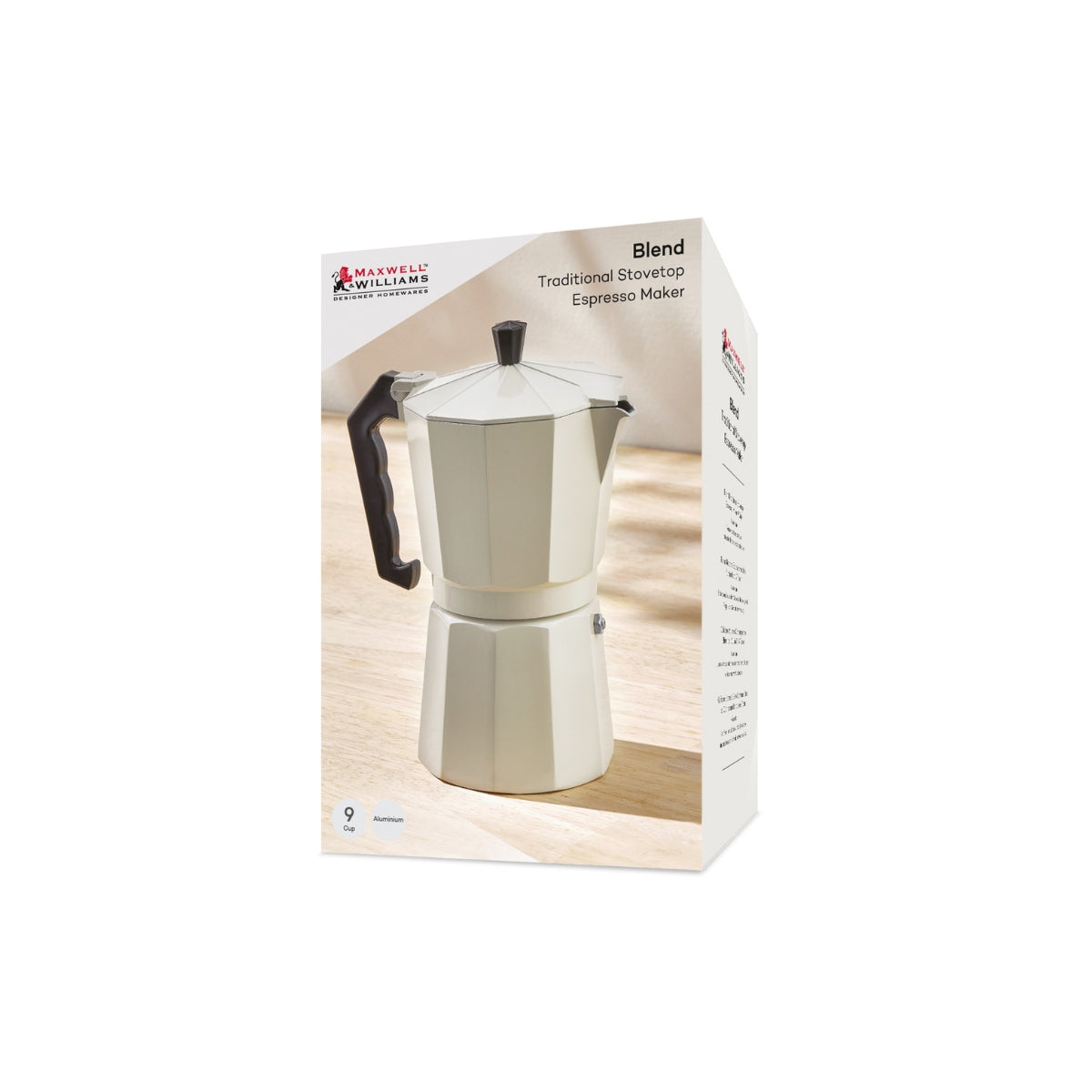 Blend Traditional Stovetop Espresso Maker 9cup Sand Gift Boxed