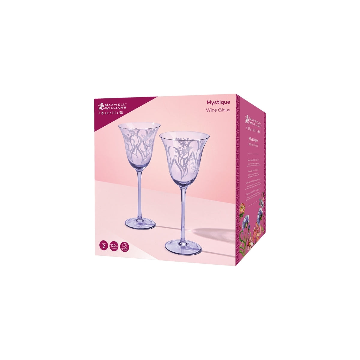 Estelle Michaelides Mystique Wine Glass 320ML Set of 2 Violet Gift Boxed
