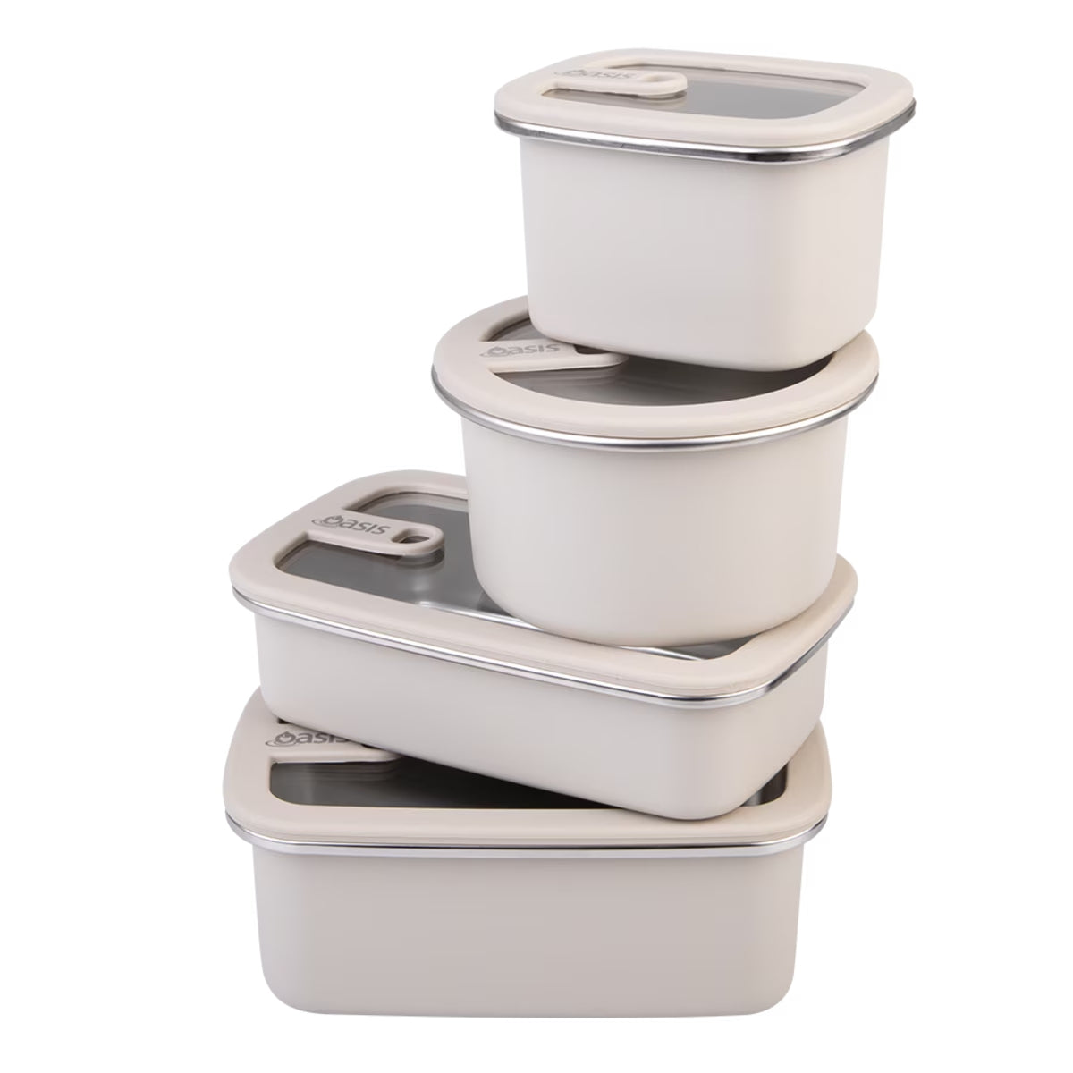 Oasis Microwave Safe Stainless Steel Containers - Oat