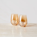 Maxwell & Williams Glamour Stemless Glass 560ml Set of 2 Gold on Tabletop