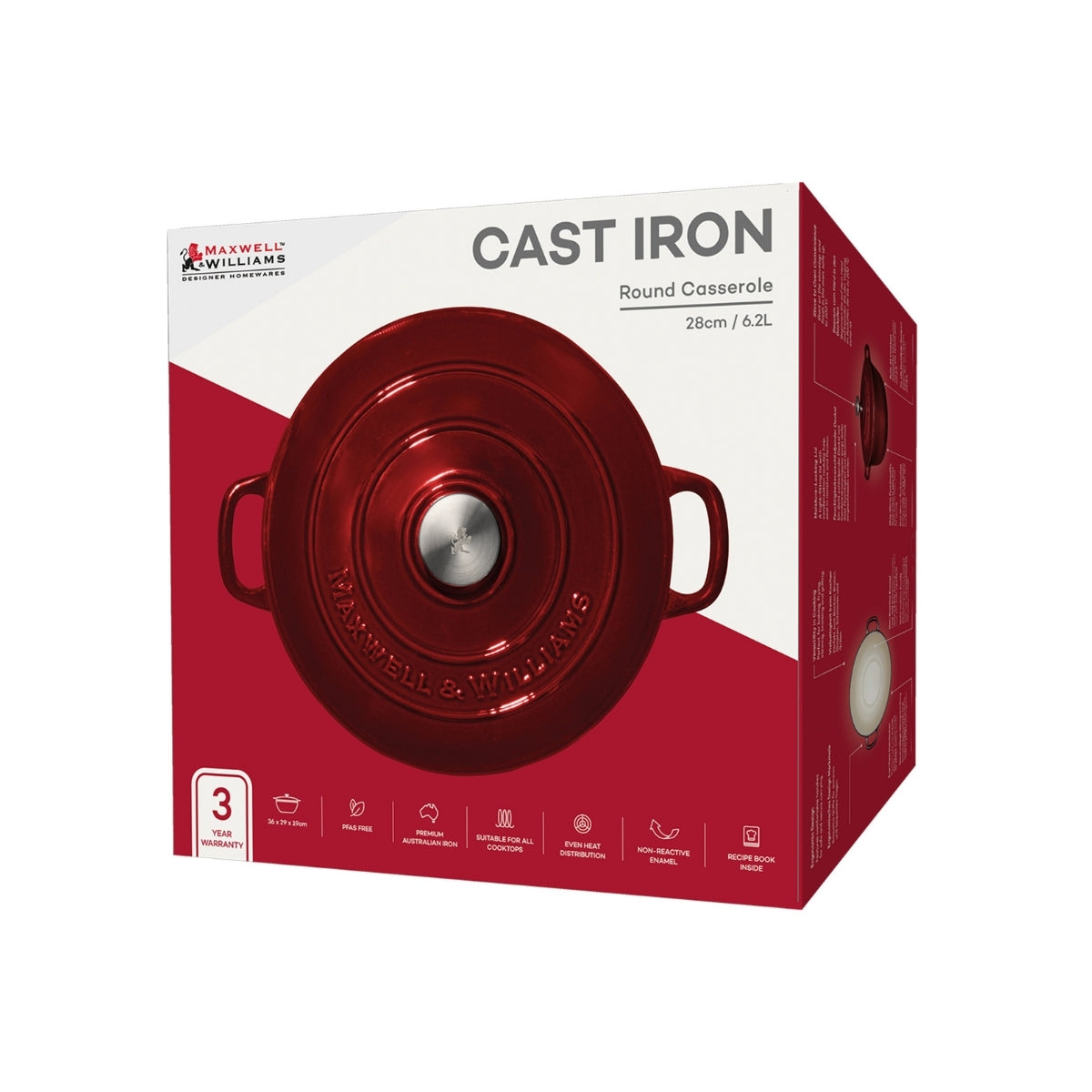 Cast Iron Round Casserole Merlot 28cm / 6.2L Gift Boxed