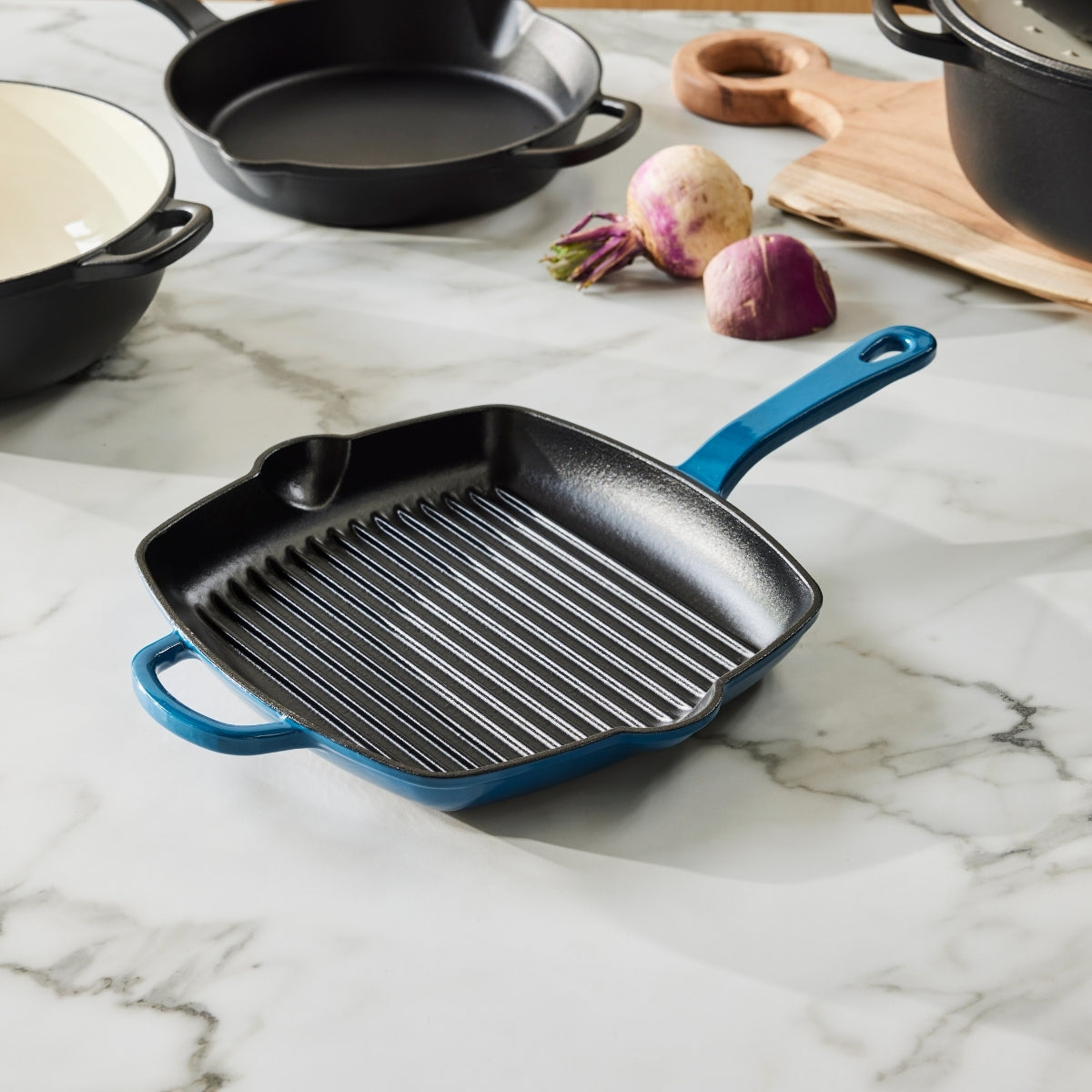 Maxwell & Williams Cast Iron Grill Pan Midnight Blue 26cm Gift Boxed