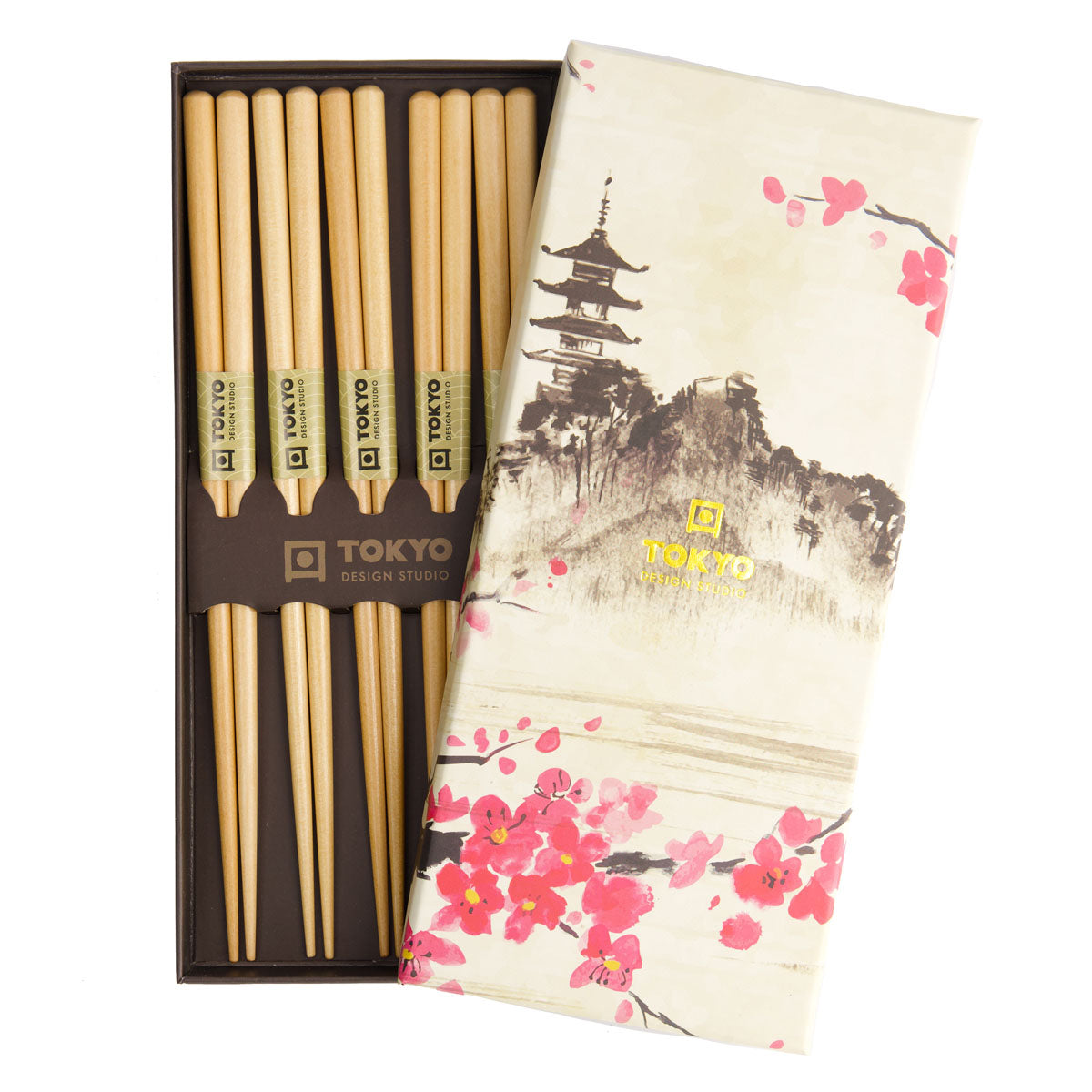 Tokyo Design Chopstick Giftset 5pc Wooden Brown Gift Boxed