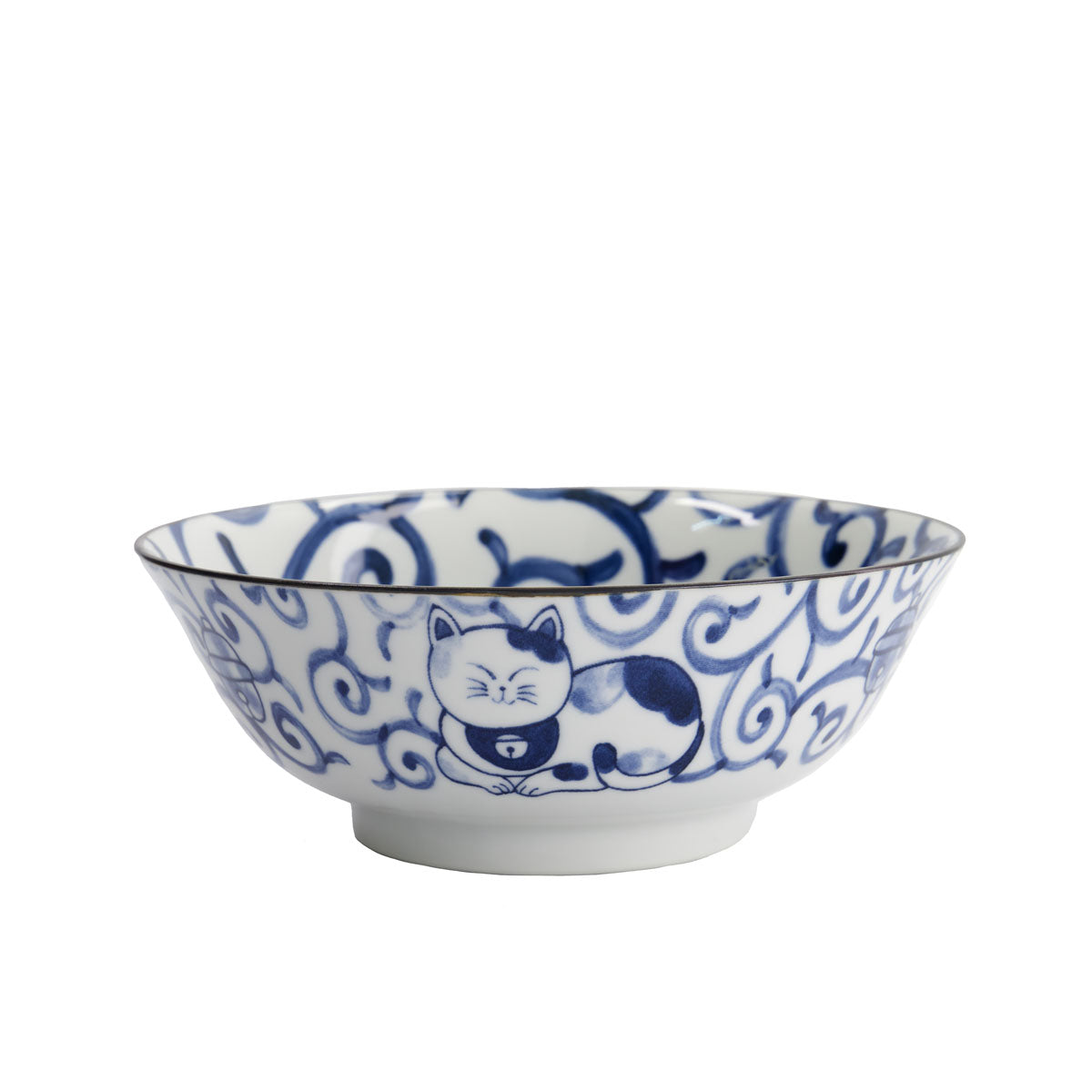 Kawaii Cat Neko Ramen Bowl 20x7.5cm Swirl Cat