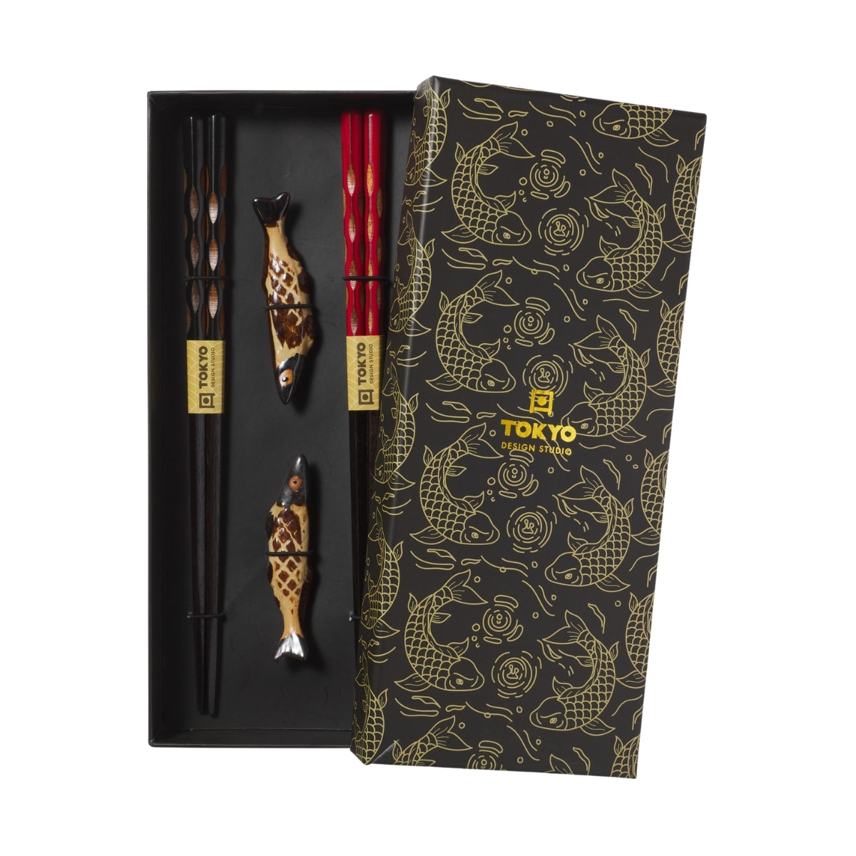 Tokyo Design Studio Sardine Chopsticks 4pc With Rest Gift Boxed - Assorted