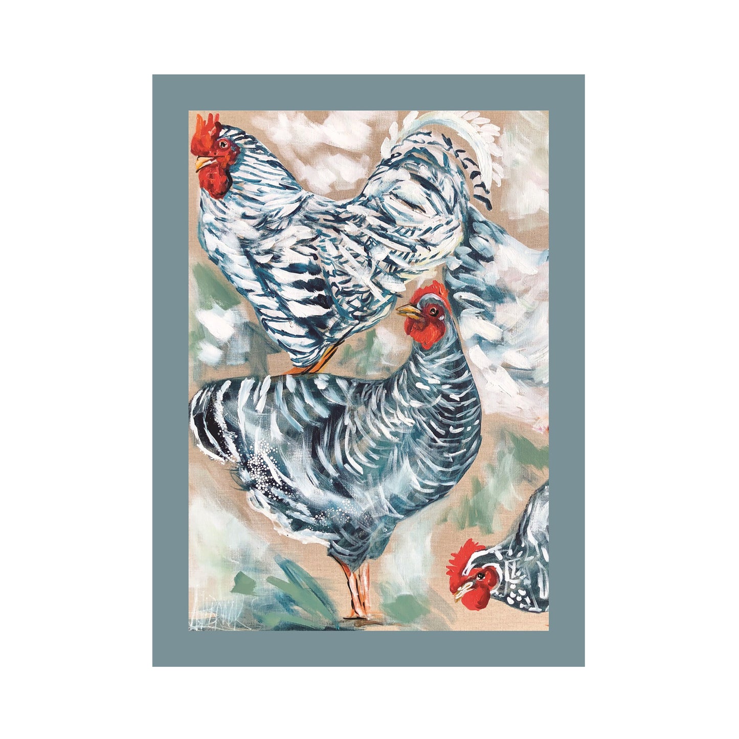 Blue & White Chooks Tea Towel 50x70cm Tea Towel