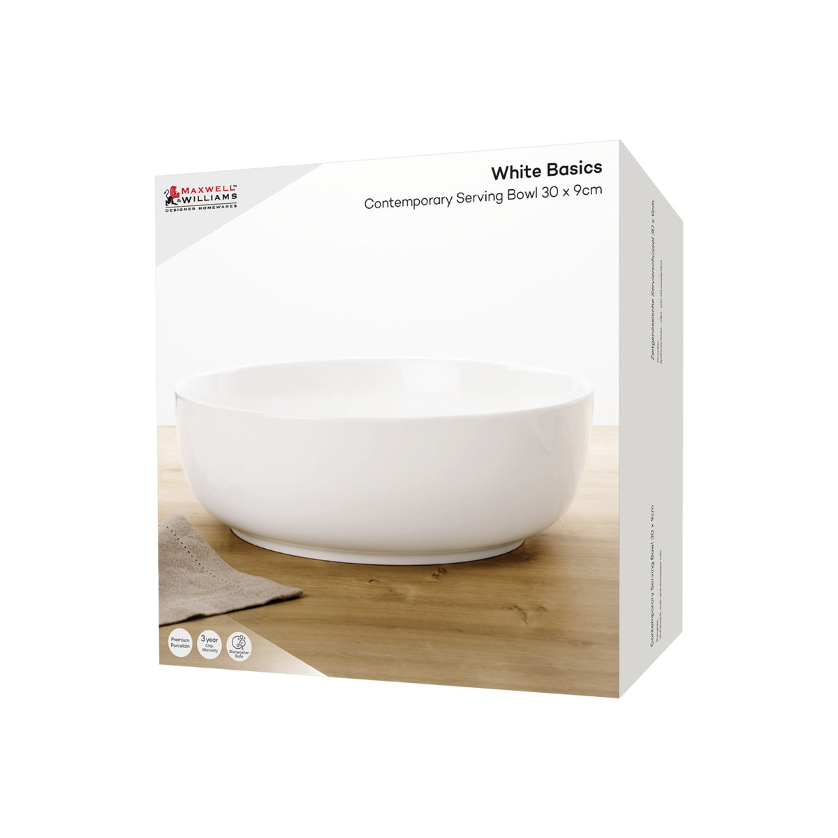 White Basics Contemporary Serving Bowl 30x9cm Gift Boxed