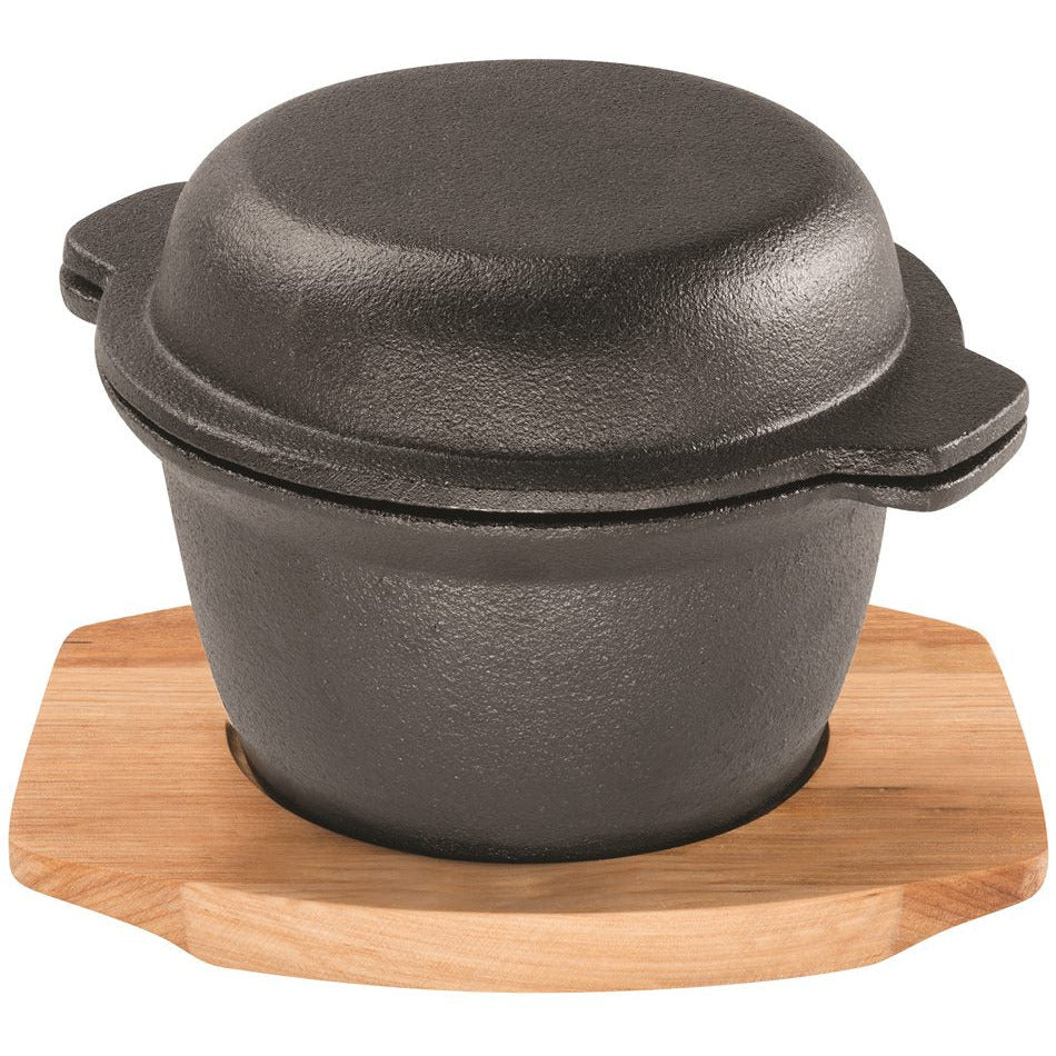 Pyrolux Pyrocast Garlic Pot Wooden Base 11.8cm Maple Tray