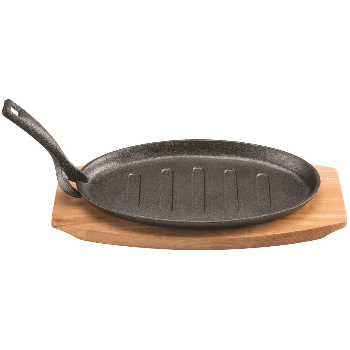 Pyrolux Pyrocast Oval Sizzle Plate 27x18cm with Maple Tray