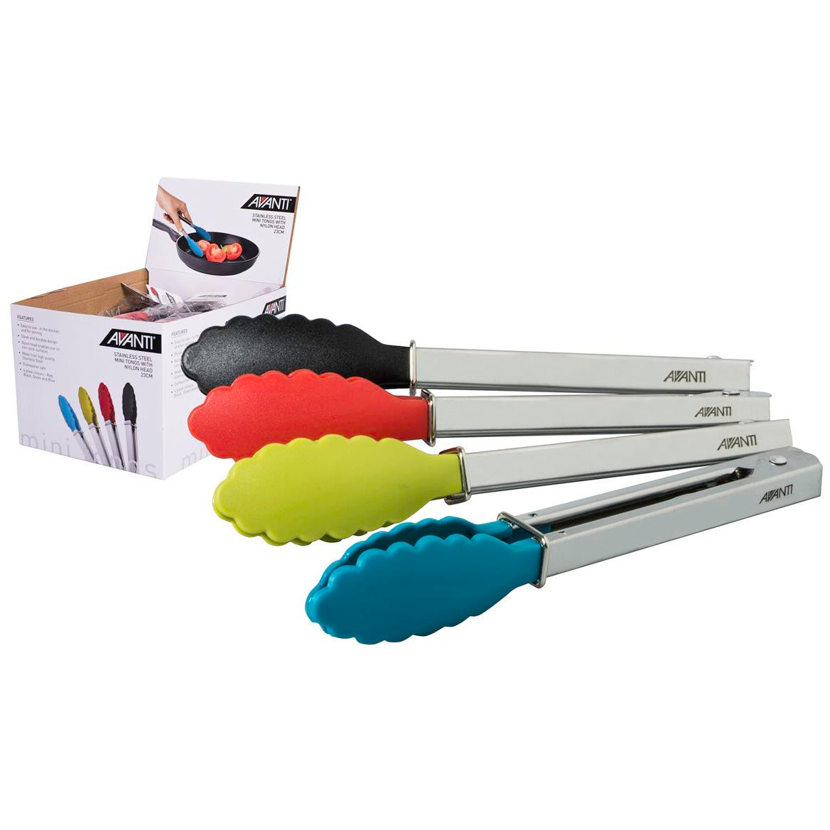 Avanti Mini Tongs with Nylon Head Stainless Steel - 18cm