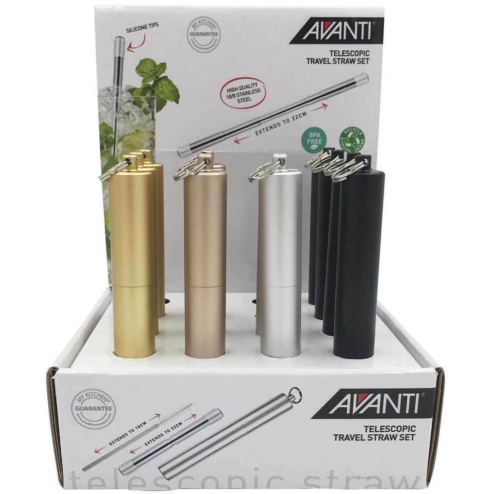 Avanti Telescopic Travel Straws - Assorted Colours