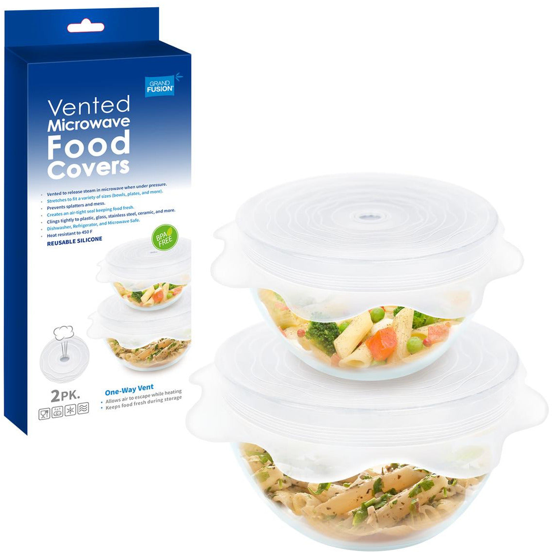 Gourmet Kitchen Vented Silione Microwave Food Covers Set Of 2