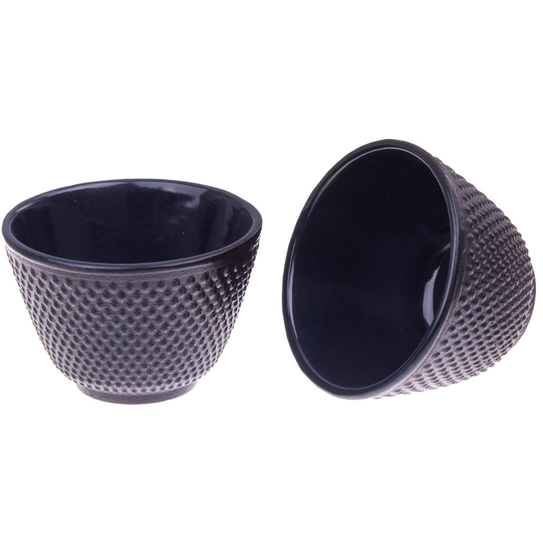 Teaology Cast Iron Tea Cup 120ml - Set of 2 - Fine Hobnail Black