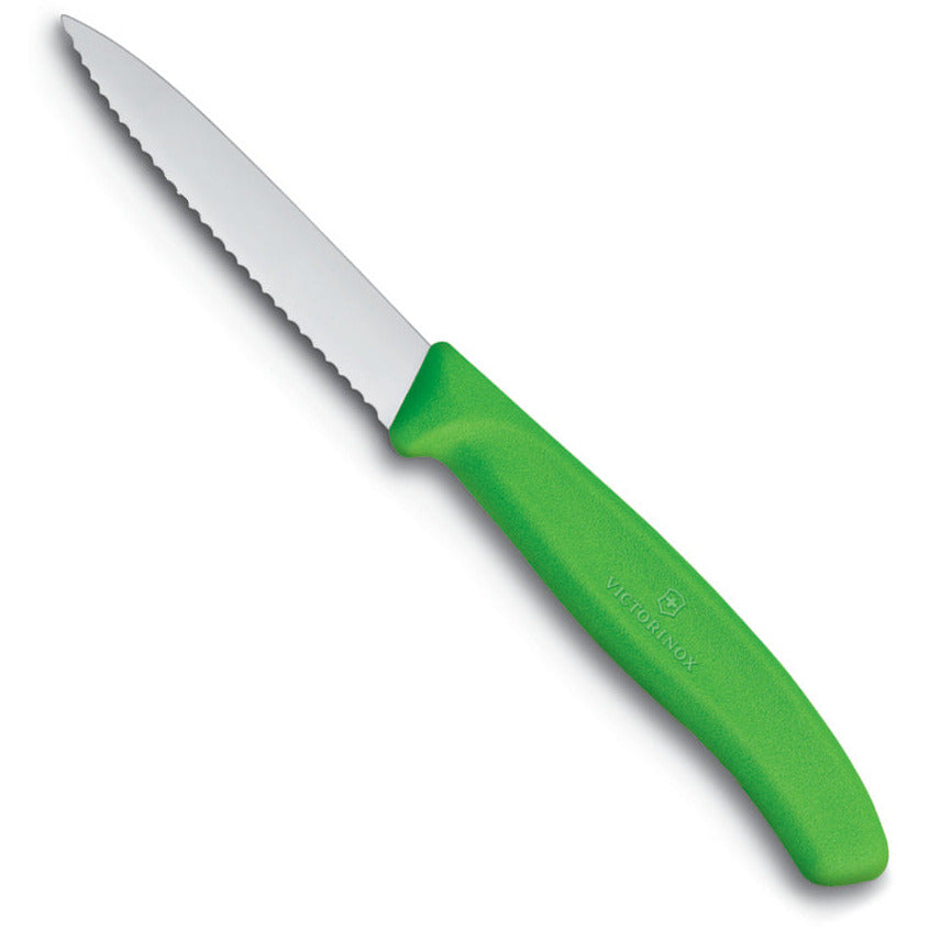 Victorinox 8cm Paring Knife Wavy Edge Pointed Tip - Green