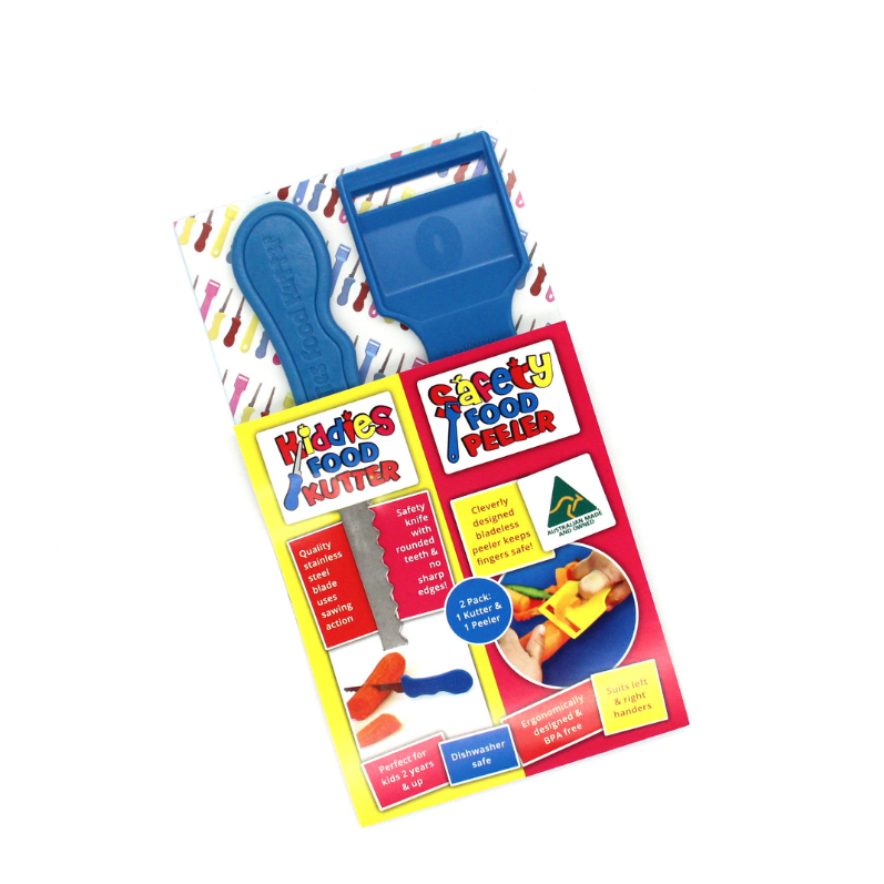 Kiddies Food Kutter Kiddies Food Kutter and Safety Food Peeler Twin Pack Blue