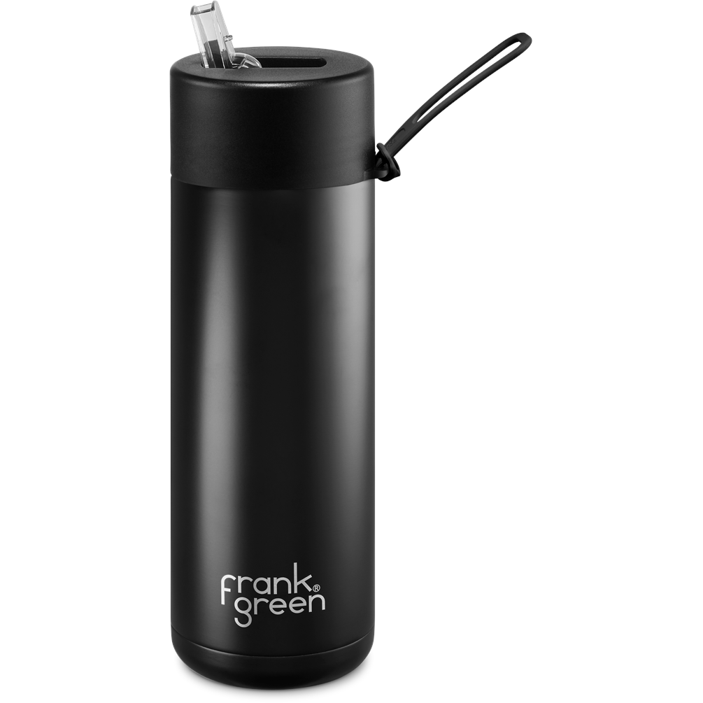 Frank Green Ultimate Ceramic Reusable Drink Bottle with Straw 20oz - Midnight Black