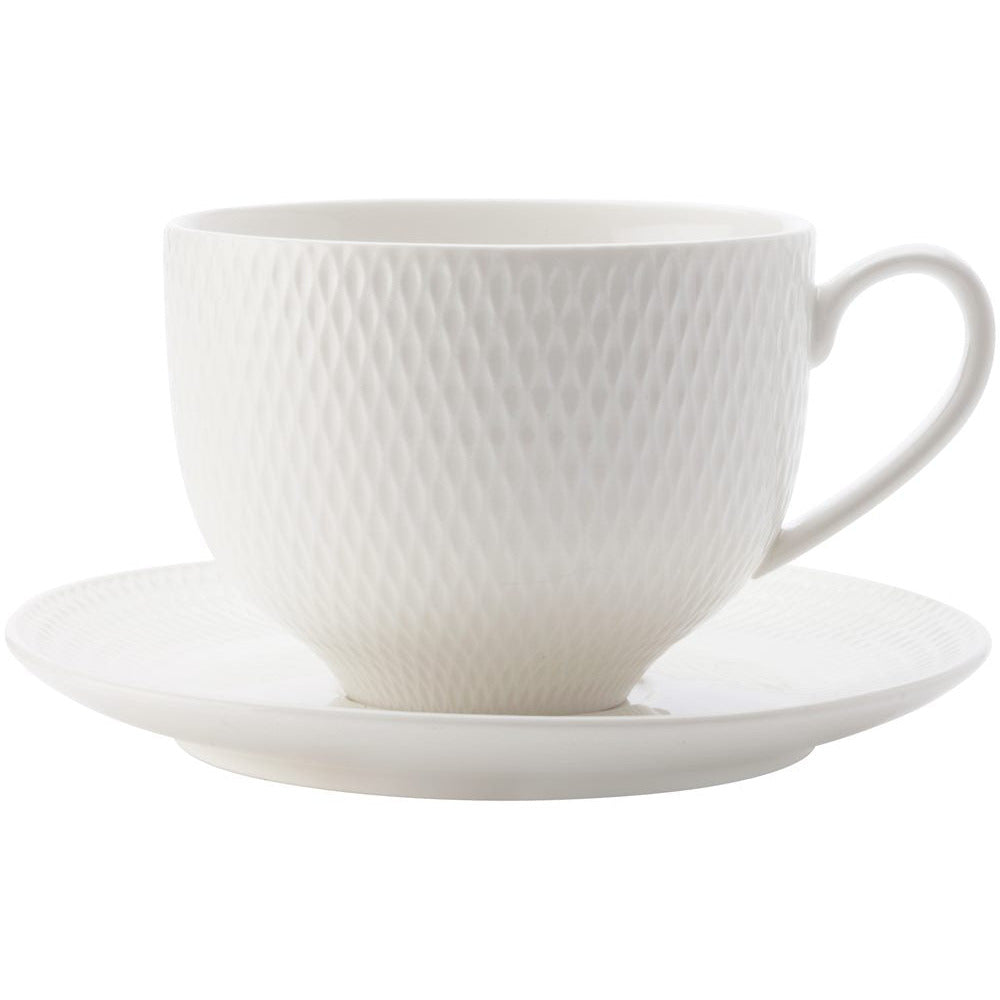Maxwell & Williams White Basics Diamonds Tea Cup & Saucer 220ml