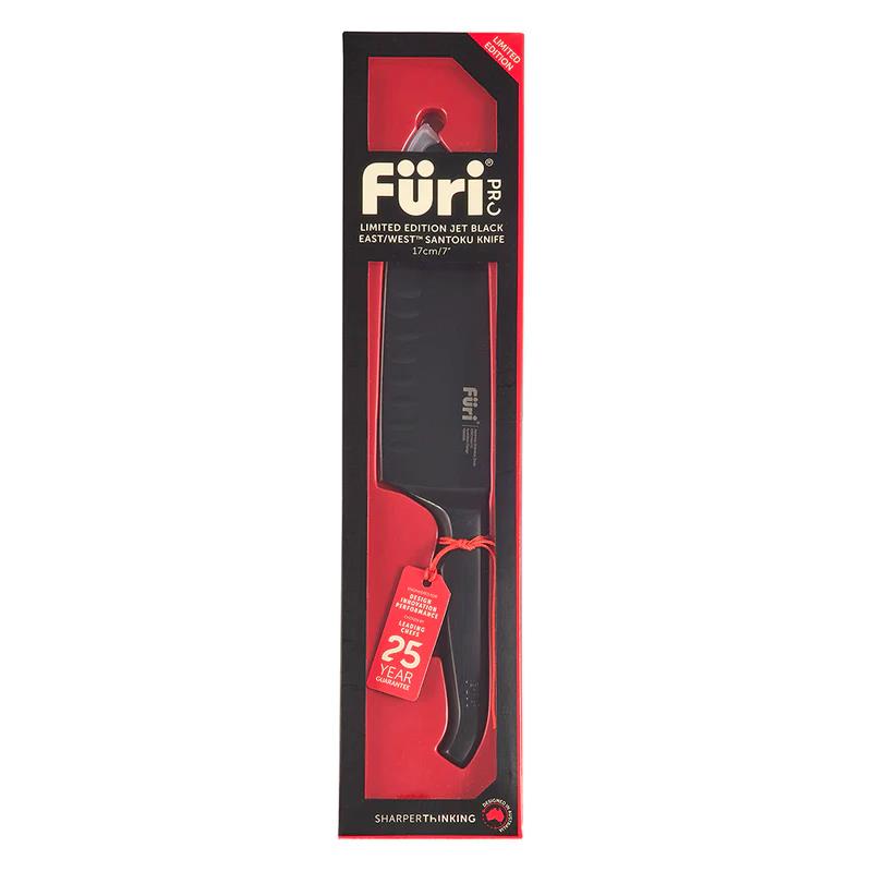Furi Pro Jet Black East/West Santoku Knife 17cm