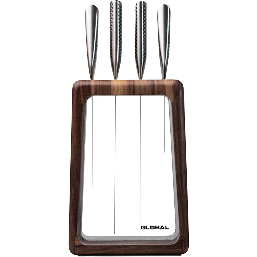 Global Hashira 5 Piece Knife Block - Walnut