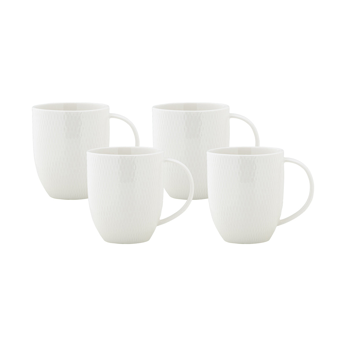 Maxwell and Williams White Basics Diamonds Coupe Mug 370ML Set of 4 Gift Boxed