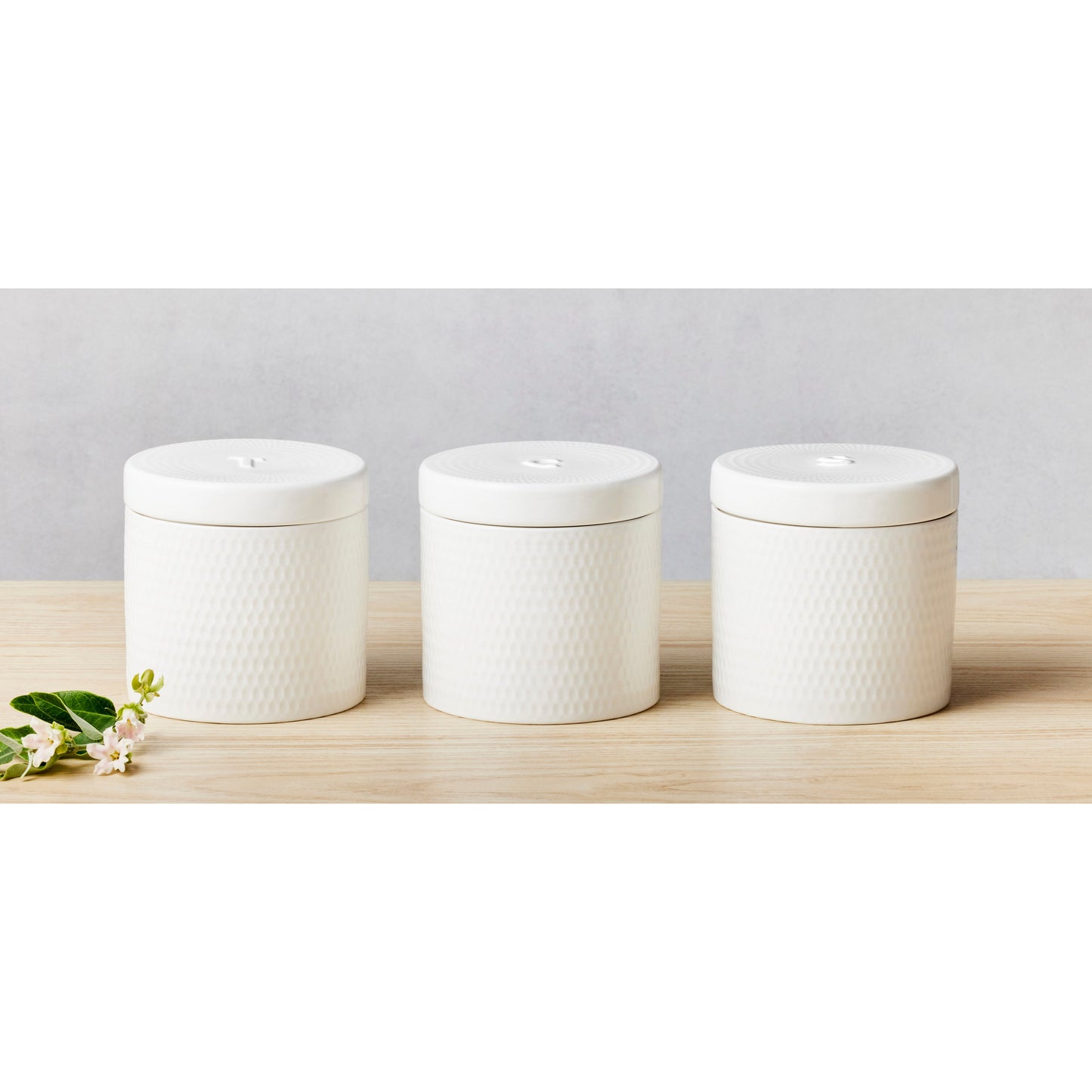 White Basics Diamonds Canister 600ML Set of 3 Gift Boxed