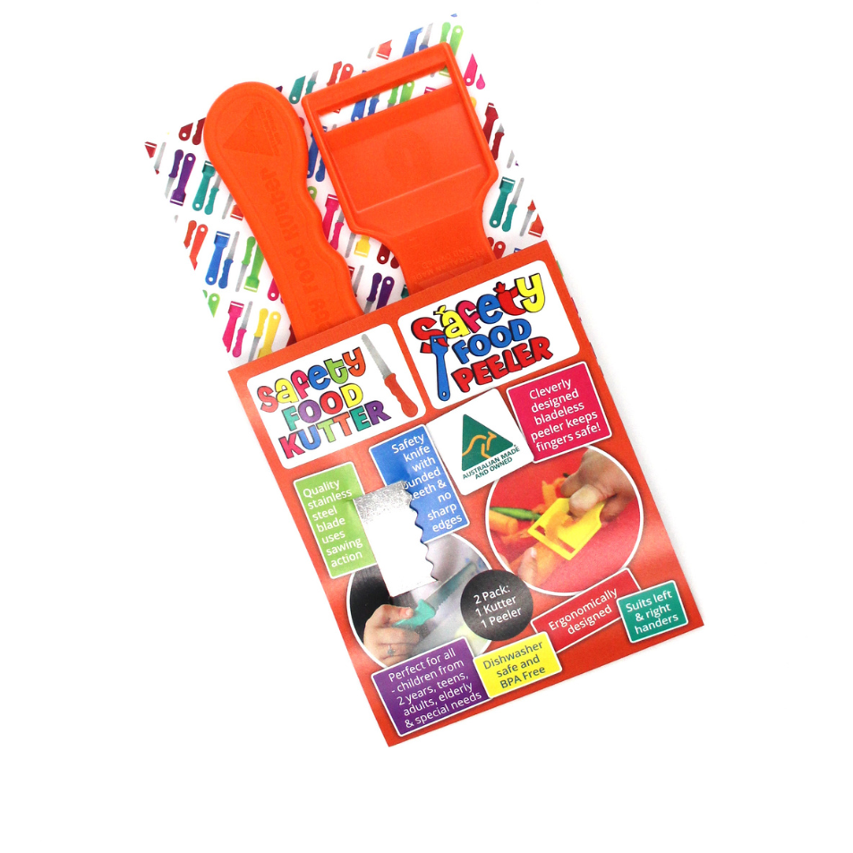 Kiddies Food Kutter Safety Food Kutter and Safety Food Peeler Twin Pack Orange