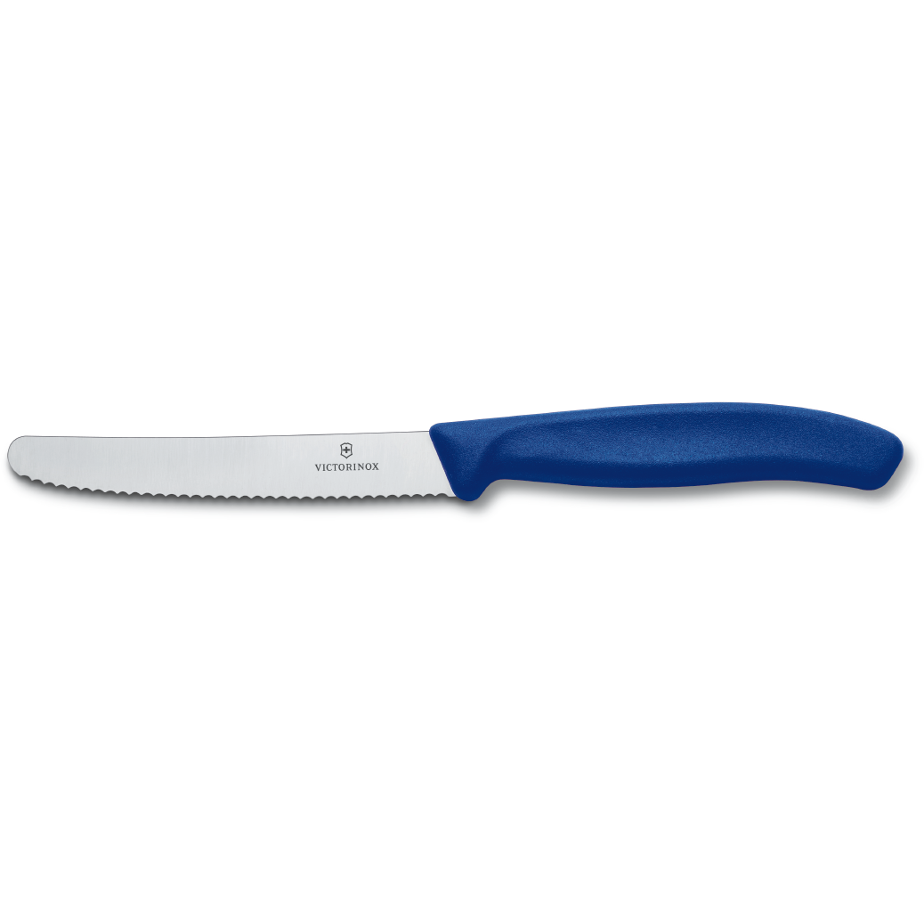 Victorinox Steak And Tomato Knife Round Tip Wavy Edge Blue - 11Cm