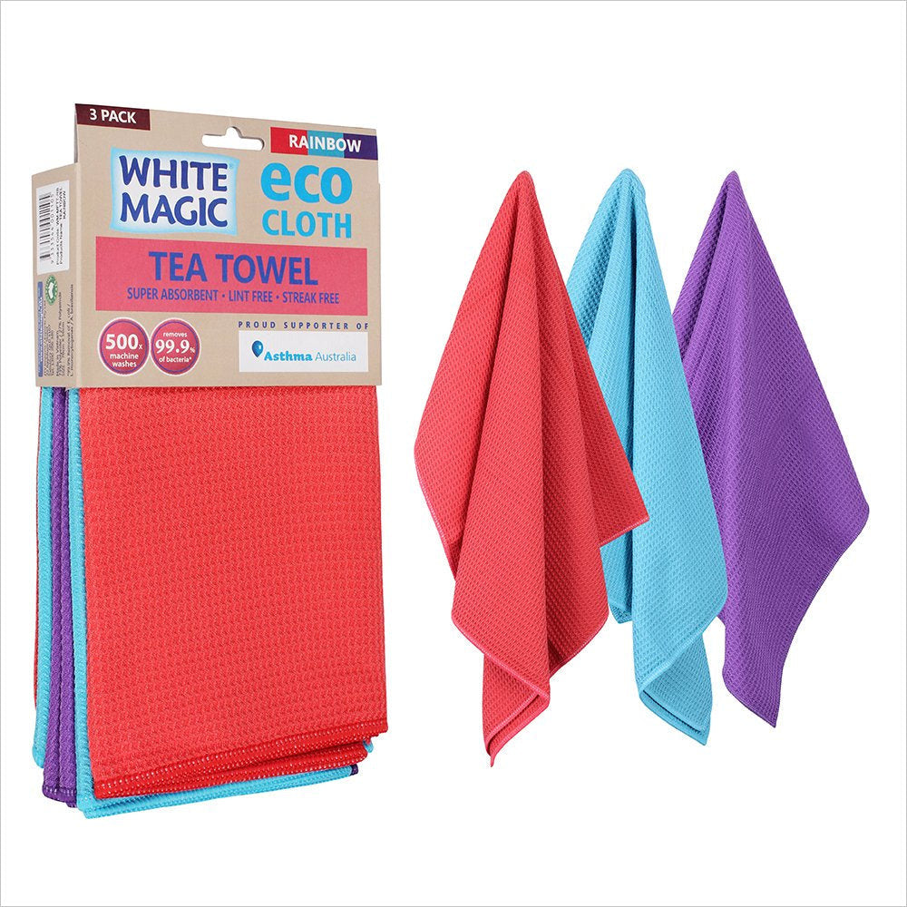 White Magic Eco Cloth Rainbow Tea Towel Set 3