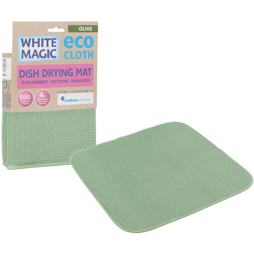 White Magic Dish Drying Mat Olive