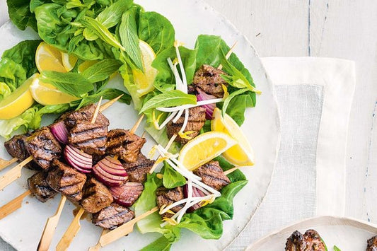 Salt and pepper beef and lettuce wraps