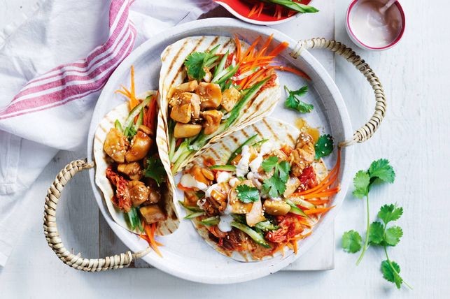 Spicy Korean-style chicken tacos