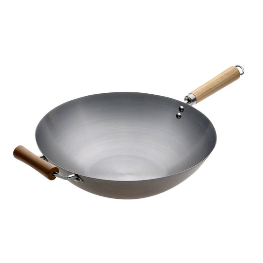 Pyrolux Carbon Steel Wok 36cm Wood Handle