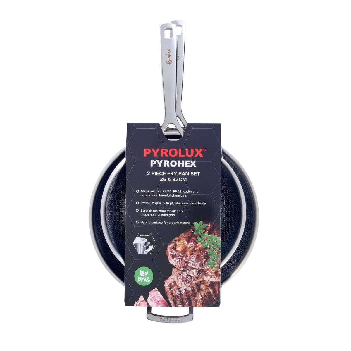 Pyrolux Pyrohex Fry Pan Set 26cm and 32cm