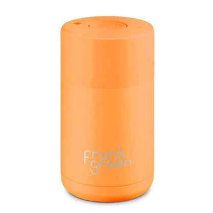 12oz Reusable Cup - Push Button Lid - Neon Orange